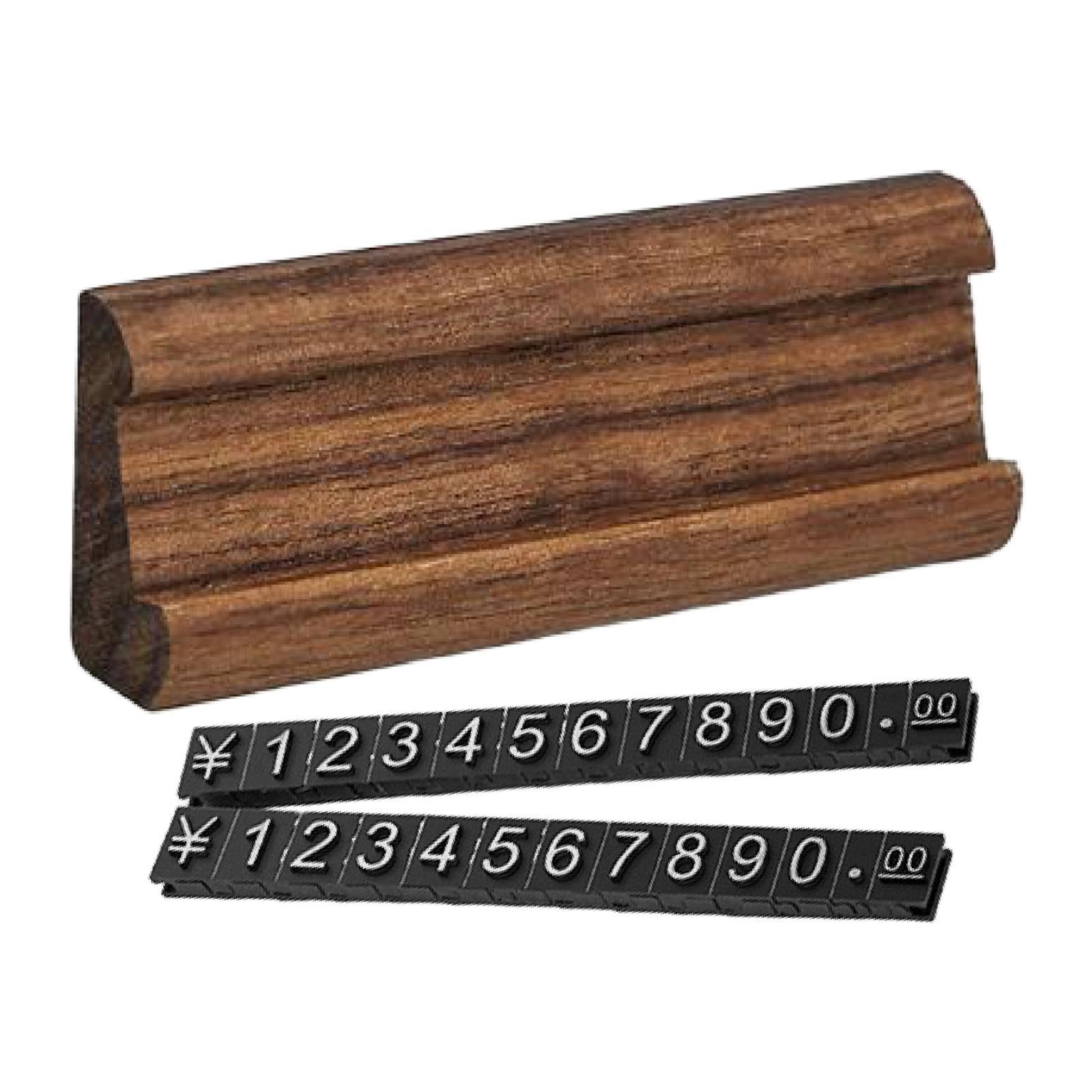 Wooden Display Stand Price Holder Counter Price Blocks Price Tags Adjustable Brown Argent