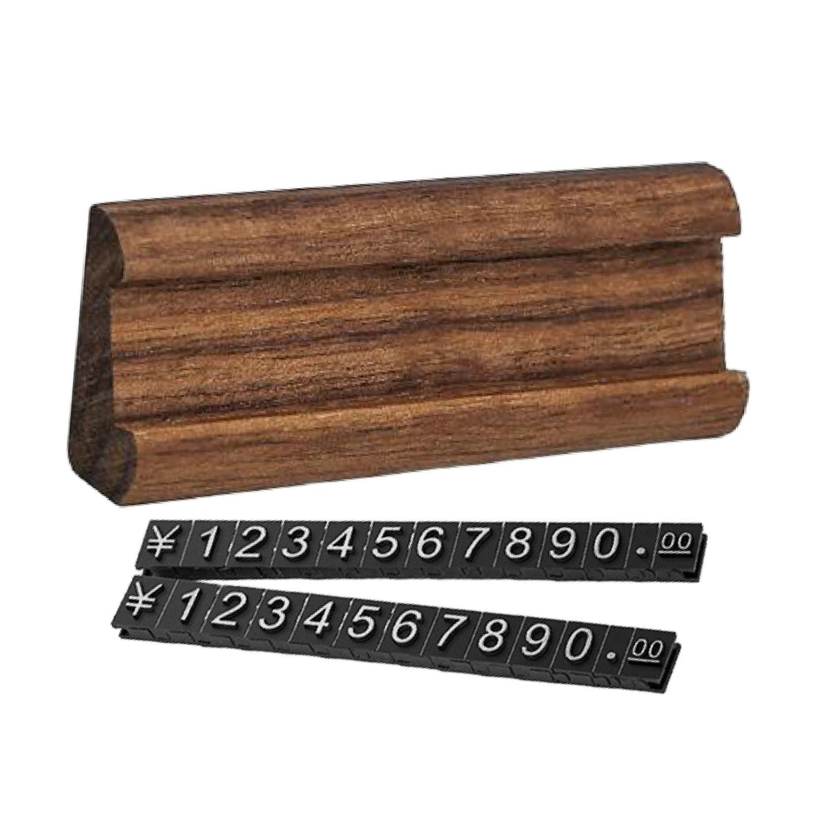 Wooden Display Stand Price Holder Counter Price Blocks Price Tags Adjustable Brown Argent