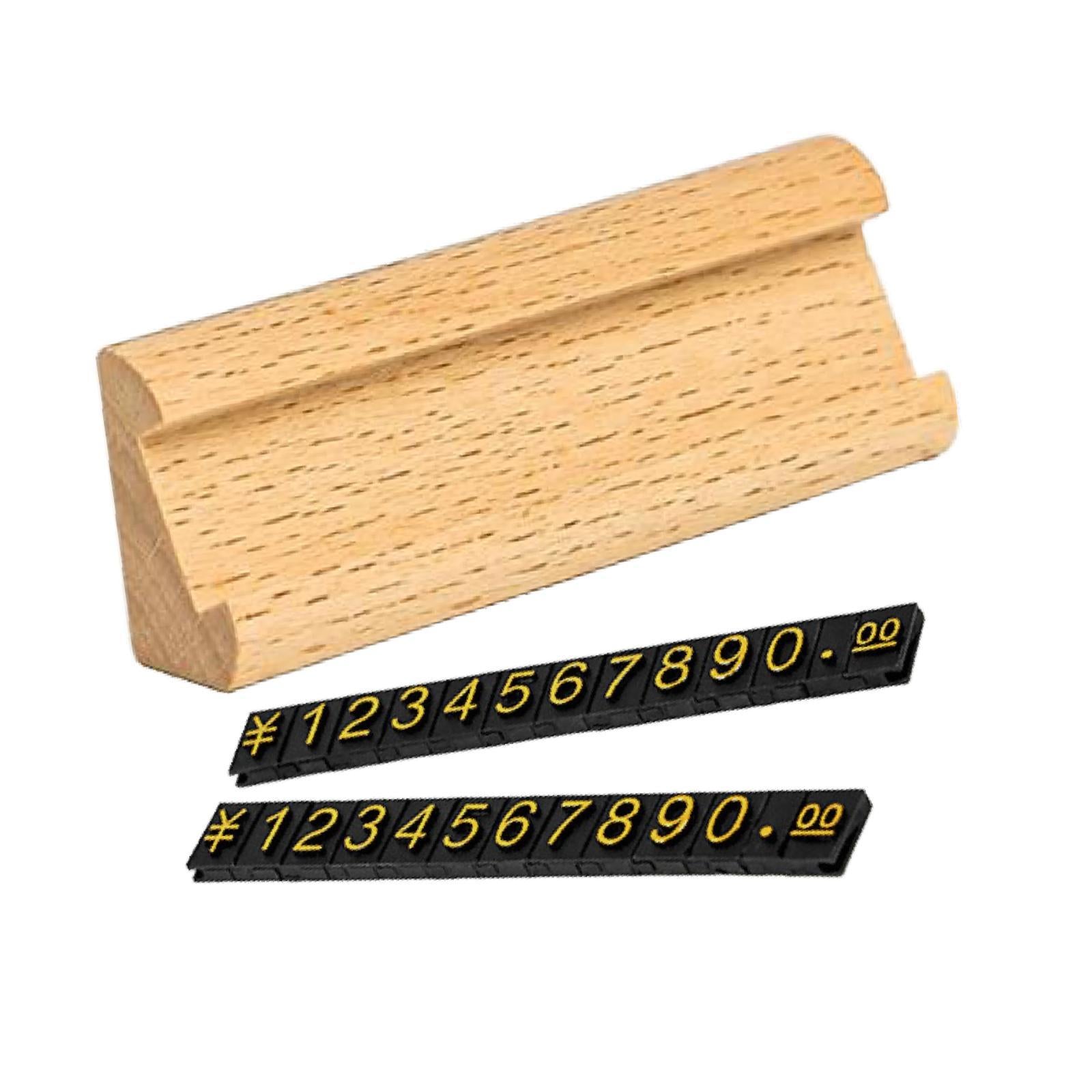 Wooden Display Stand Price Holder Counter Price Blocks Price Tags Adjustable Light Yellow Gold