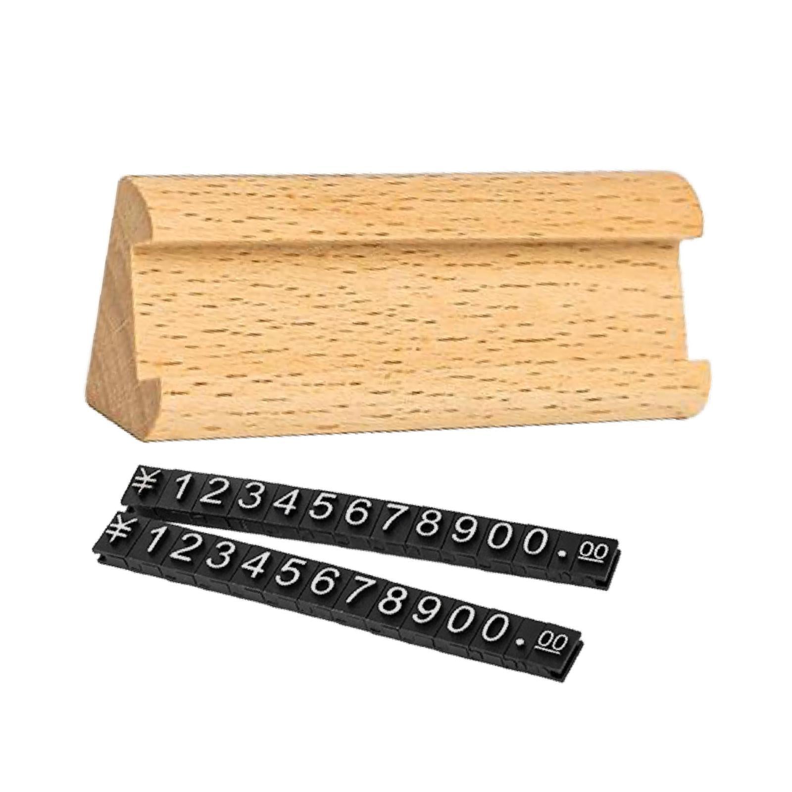 Wooden Display Stand Price Holder Counter Price Blocks Price Tags Adjustable Light Yellow Argent