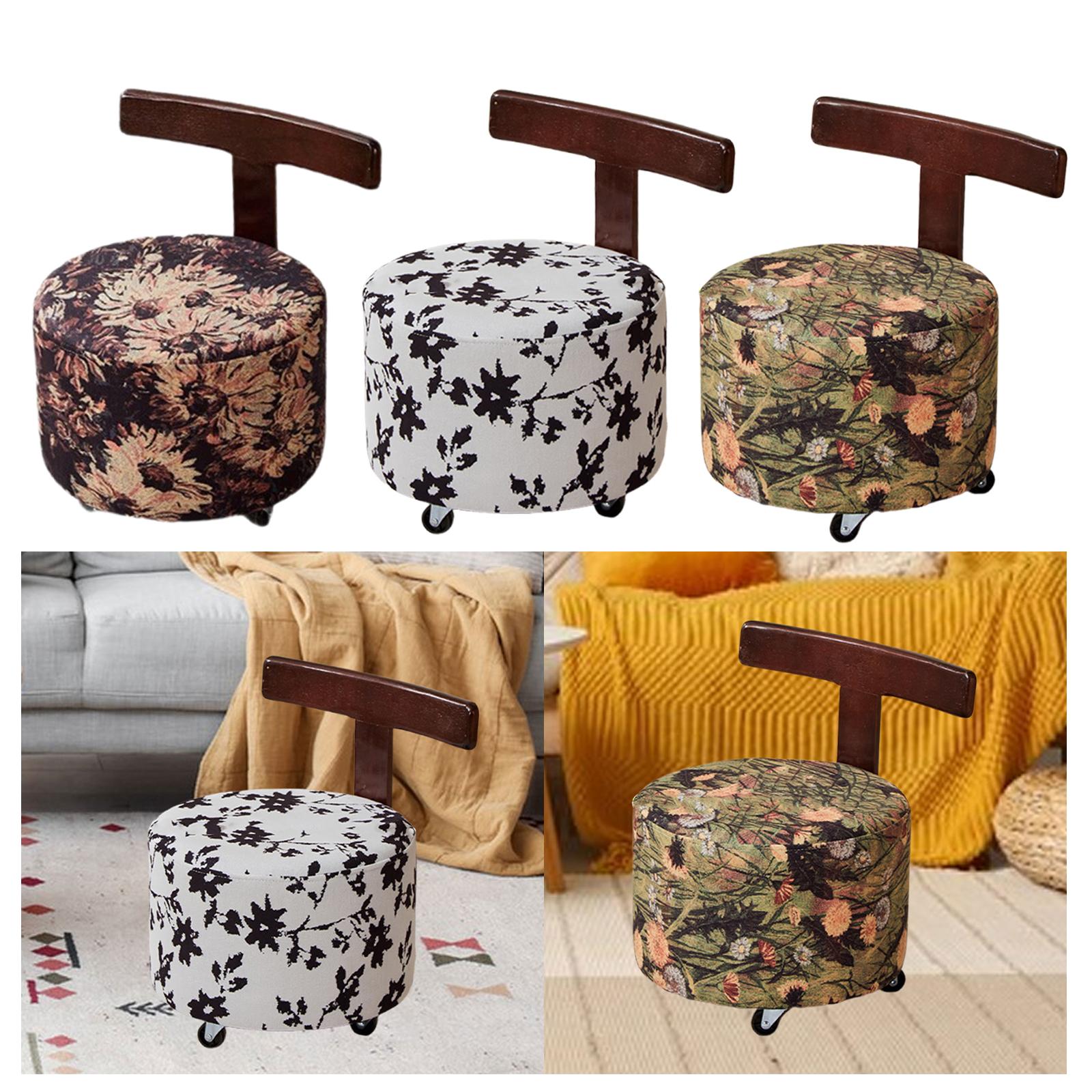 Rolling Stool with Wheels Vanity Ottoman for Hotel Kitchen Housewarming Gift Sun Flower