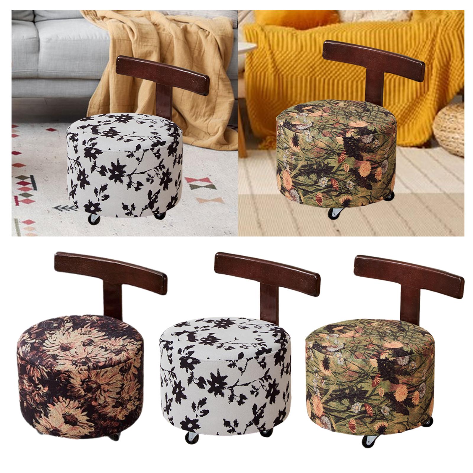 Rolling Stool with Wheels Vanity Ottoman for Hotel Kitchen Housewarming Gift Sun Flower