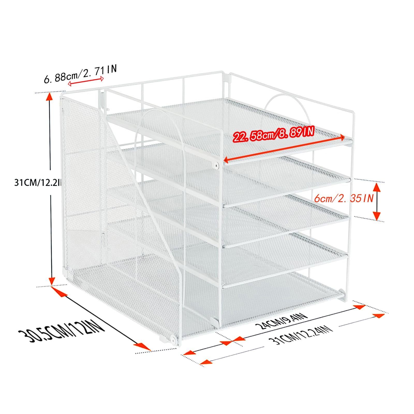 Desk File Organizer Practical Easy Access 5 Layer for School Study Classroom white