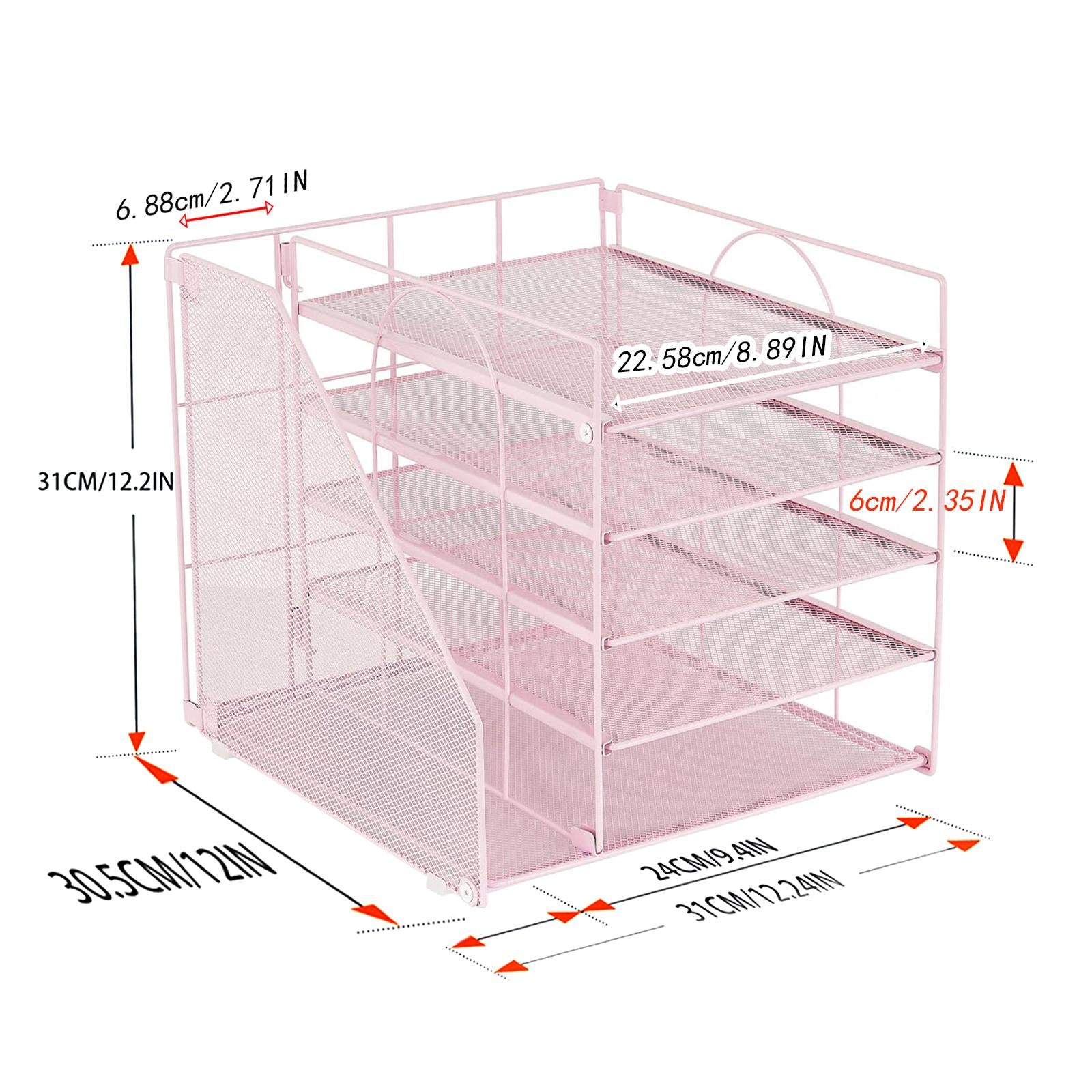 Desk File Organizer Practical Easy Access 5 Layer for School Study Classroom pink