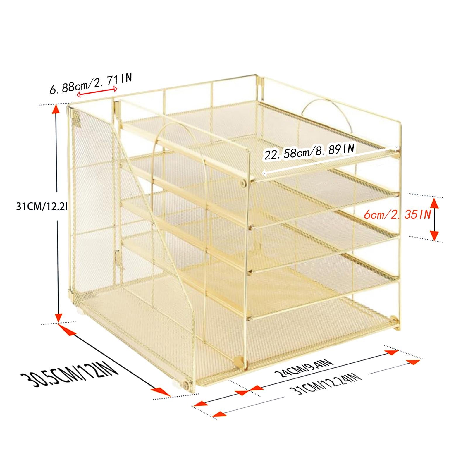 Desk File Organizer Practical Easy Access 5 Layer for School Study Classroom golden