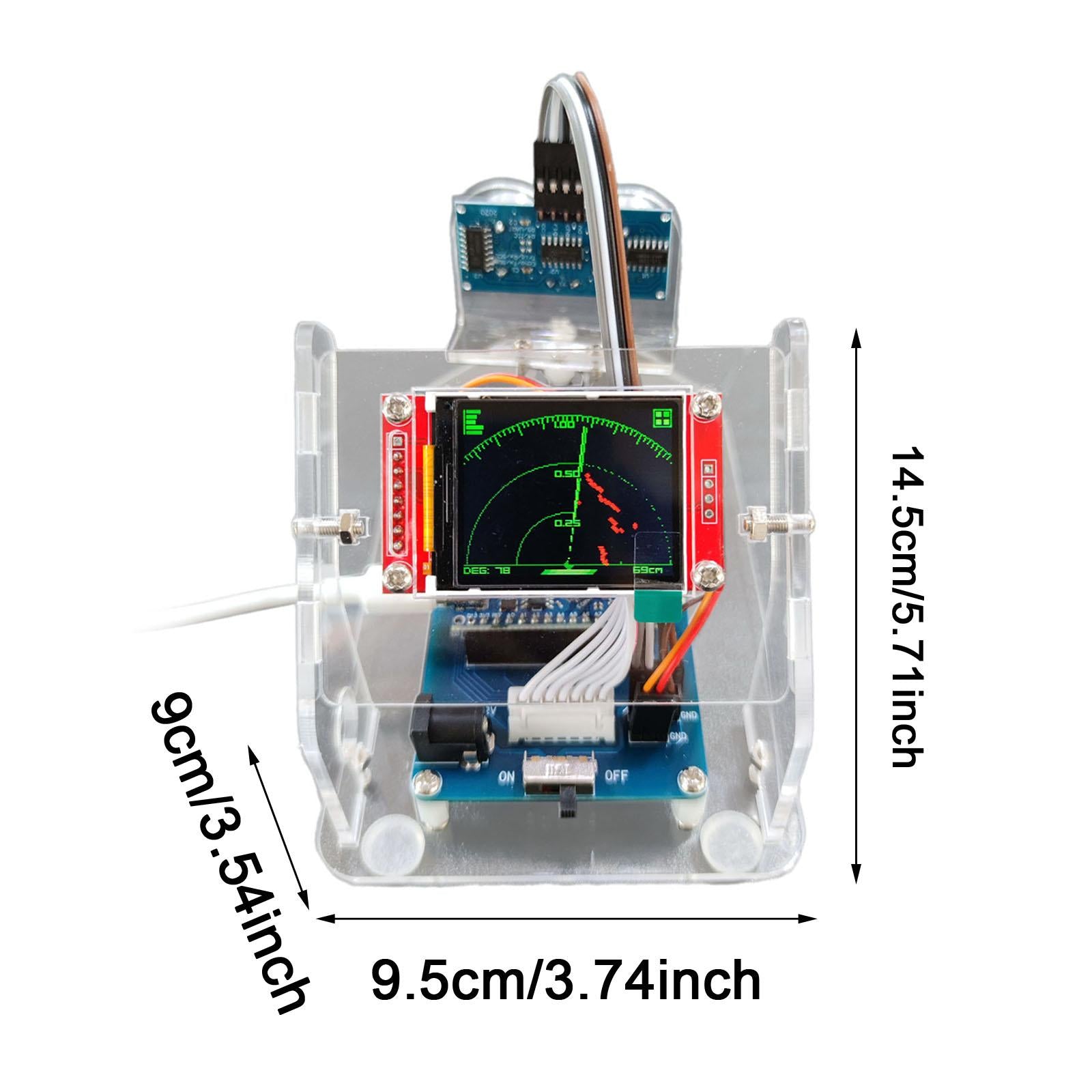 RC Ultrasonic Radar Sensors Module Kit Easy to Assemble for 1/10 RC Crawlers 1.8 inch Screen Set