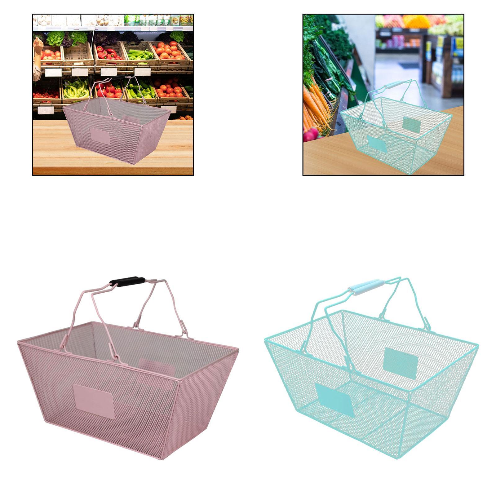 Shopping Basket with Handles Beauty Store Handbasket for Convenience Kitchen Pink