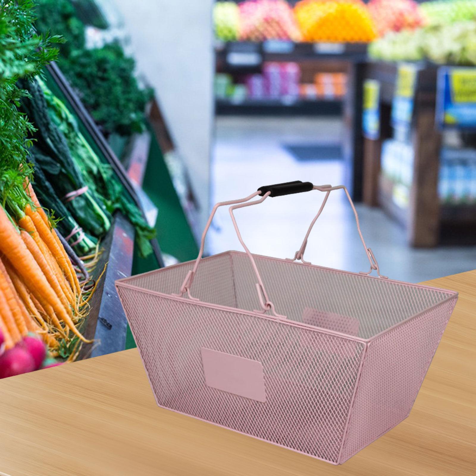 Shopping Basket with Handles Beauty Store Handbasket for Convenience Kitchen Pink