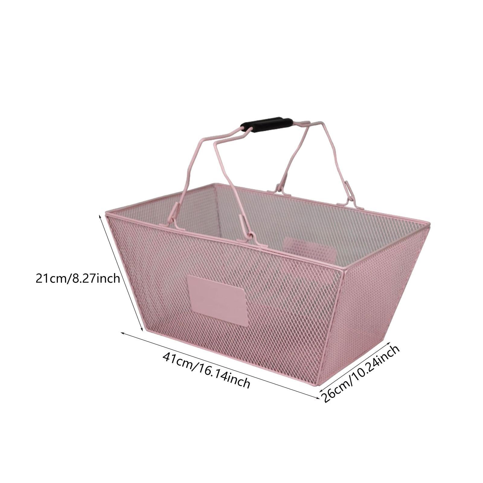Shopping Basket with Handles Beauty Store Handbasket for Convenience Kitchen Pink