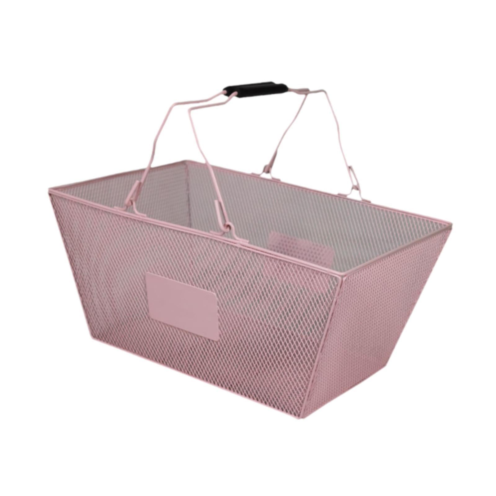 Shopping Basket with Handles Beauty Store Handbasket for Convenience Kitchen Pink