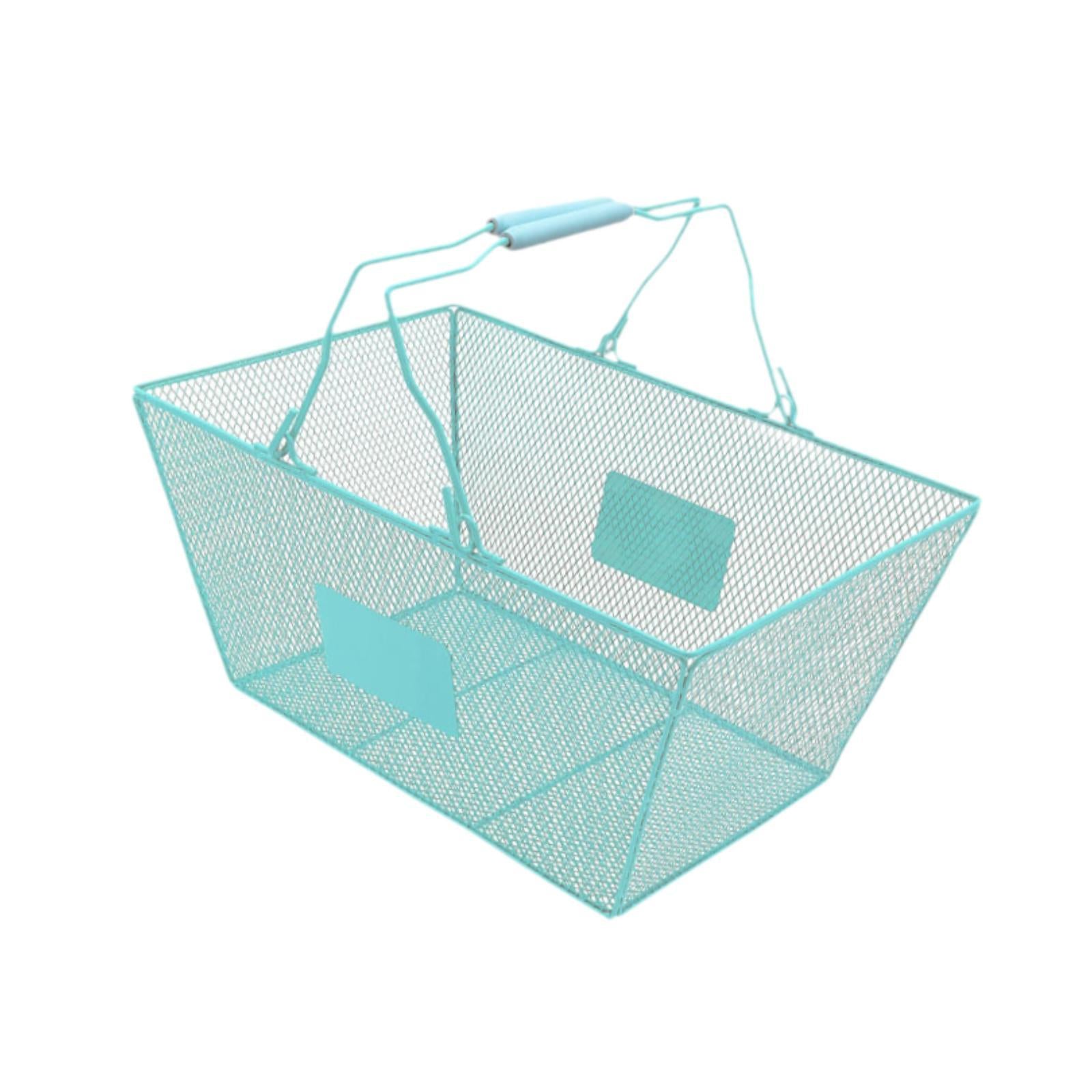 Shopping Basket with Handles Beauty Store Handbasket for Convenience Kitchen Blue