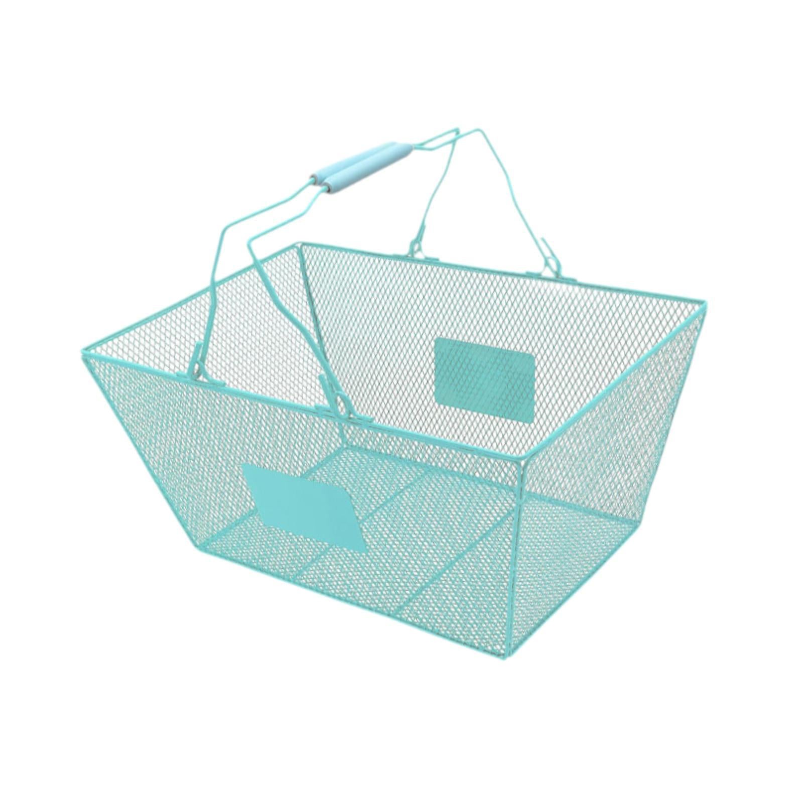 Shopping Basket with Handles Beauty Store Handbasket for Convenience Kitchen Blue