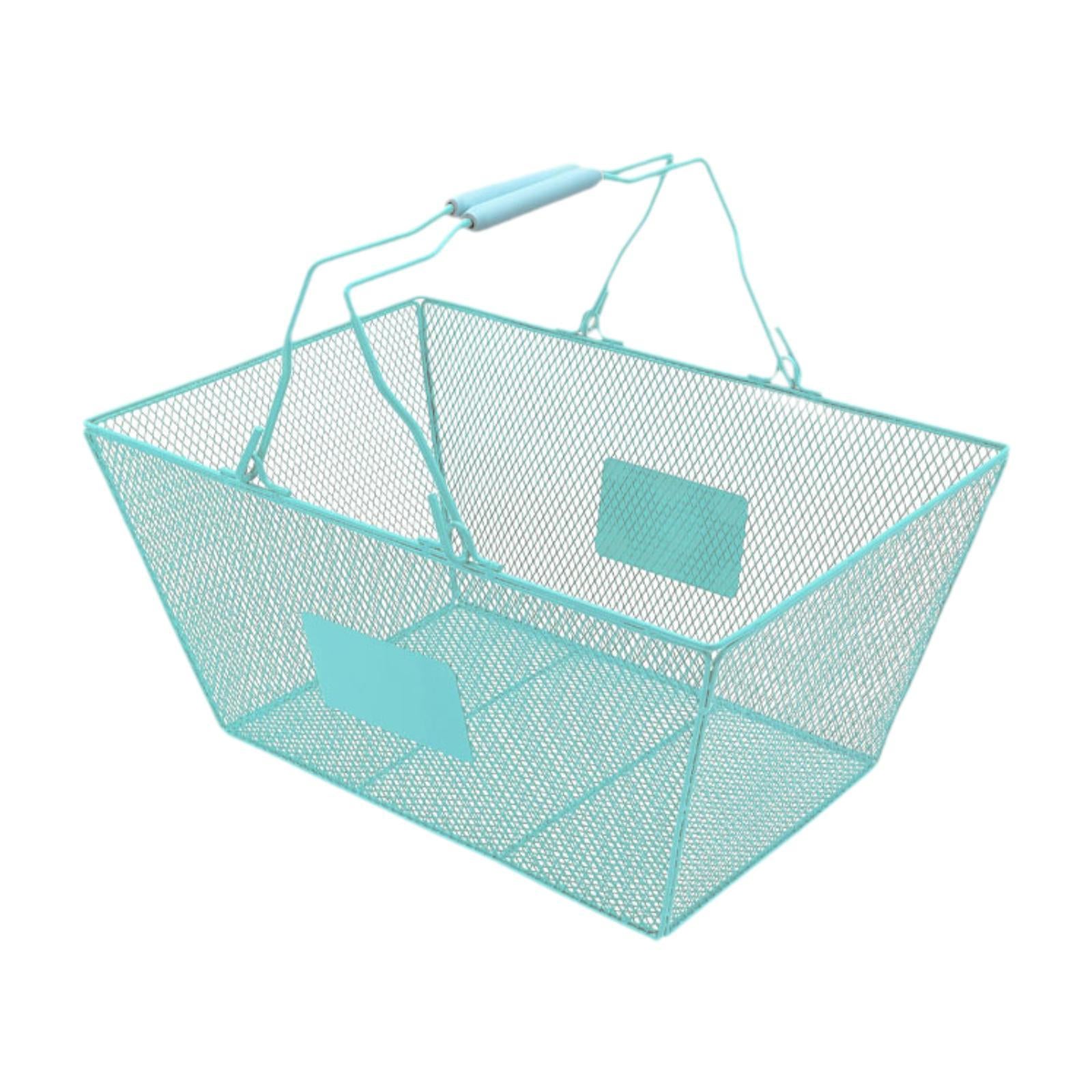 Shopping Basket with Handles Beauty Store Handbasket for Convenience Kitchen Blue