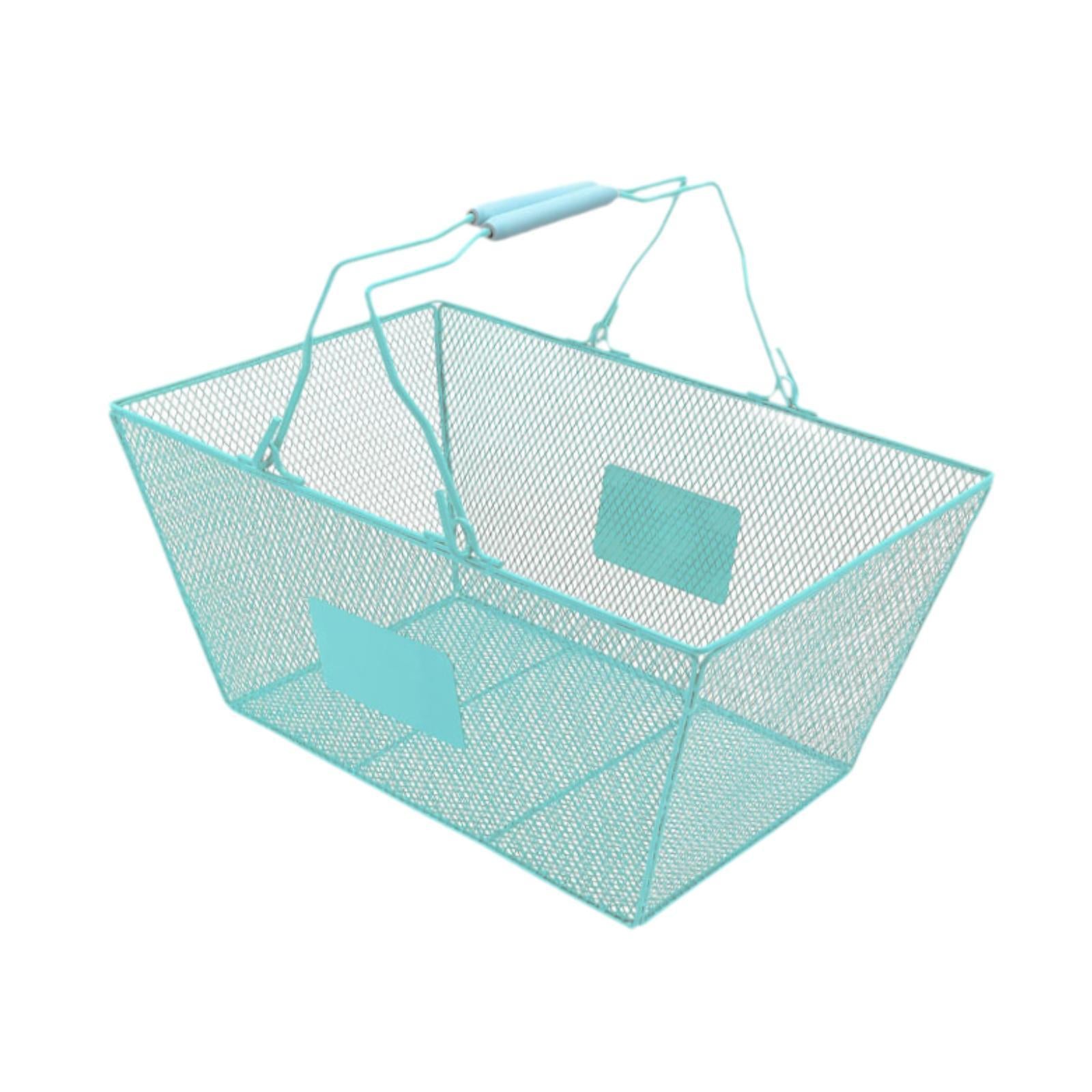Shopping Basket with Handles Beauty Store Handbasket for Convenience Kitchen Blue