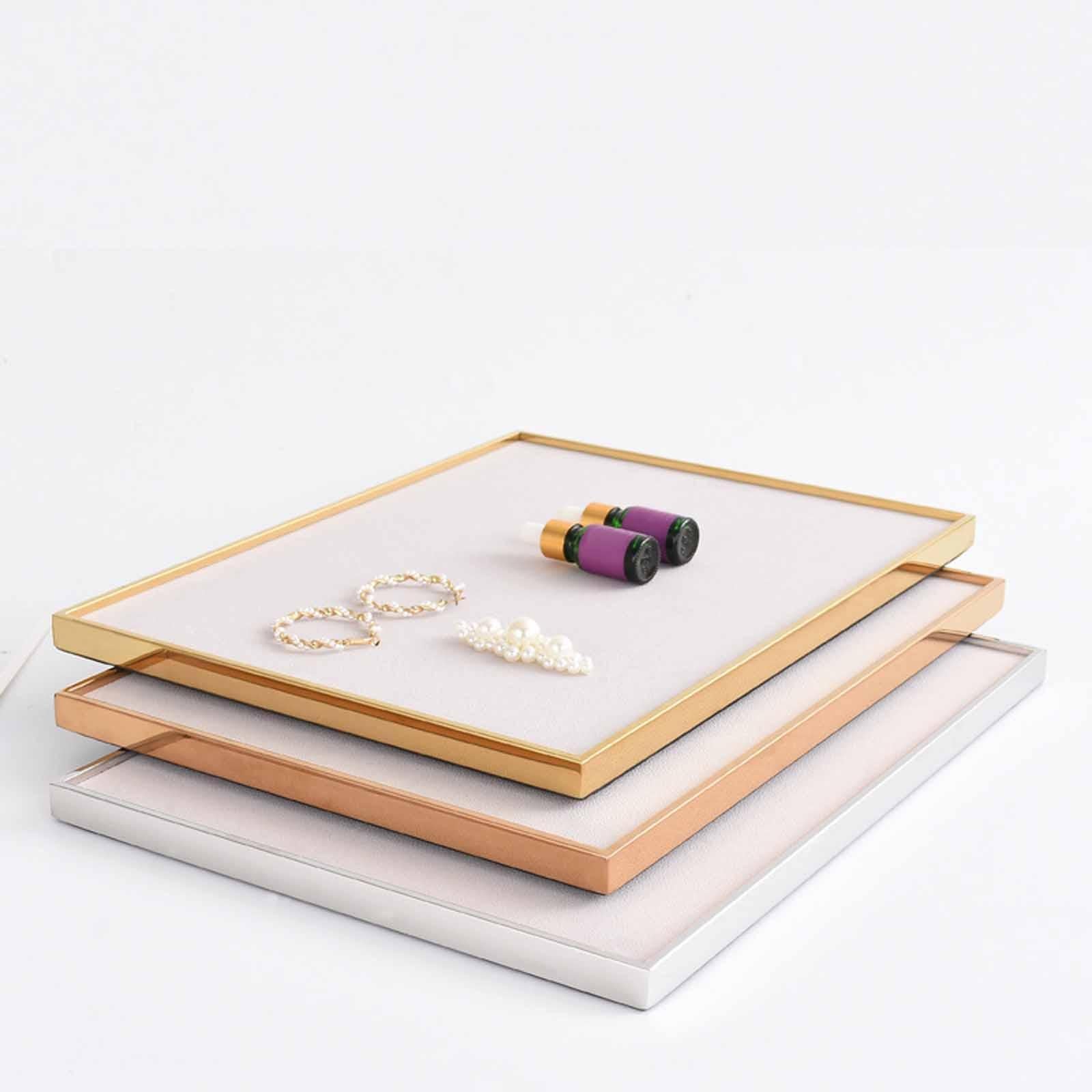Velvet Jewelry Tray Necklace Bracelet Rings Showcase for Pendant Drawer Home Golden Gray