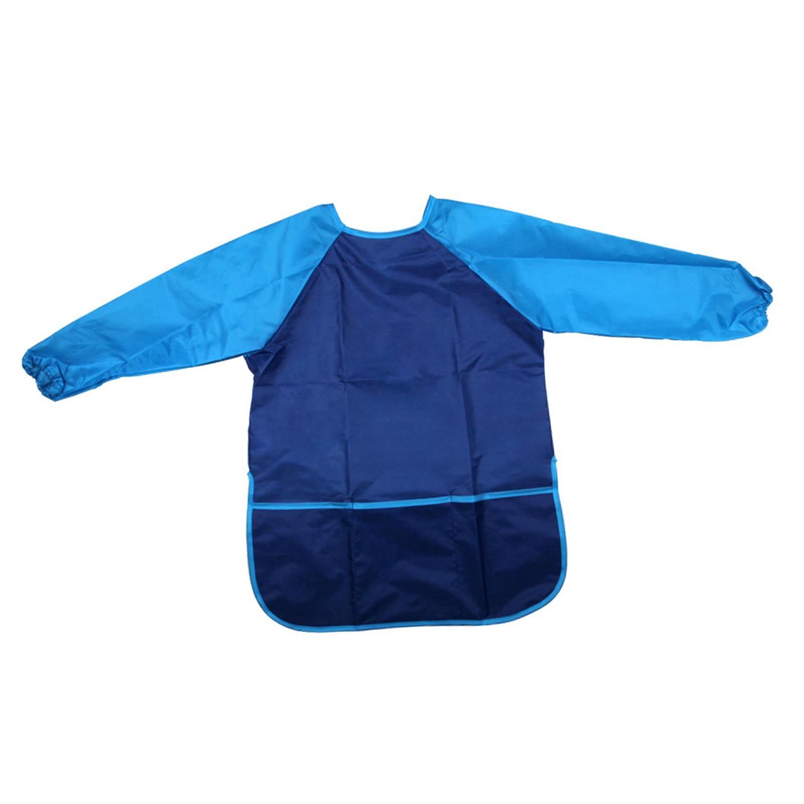 Kids Art Smock with Pocket Supplies Painting Apron for Kitchen Eating Baking Blue