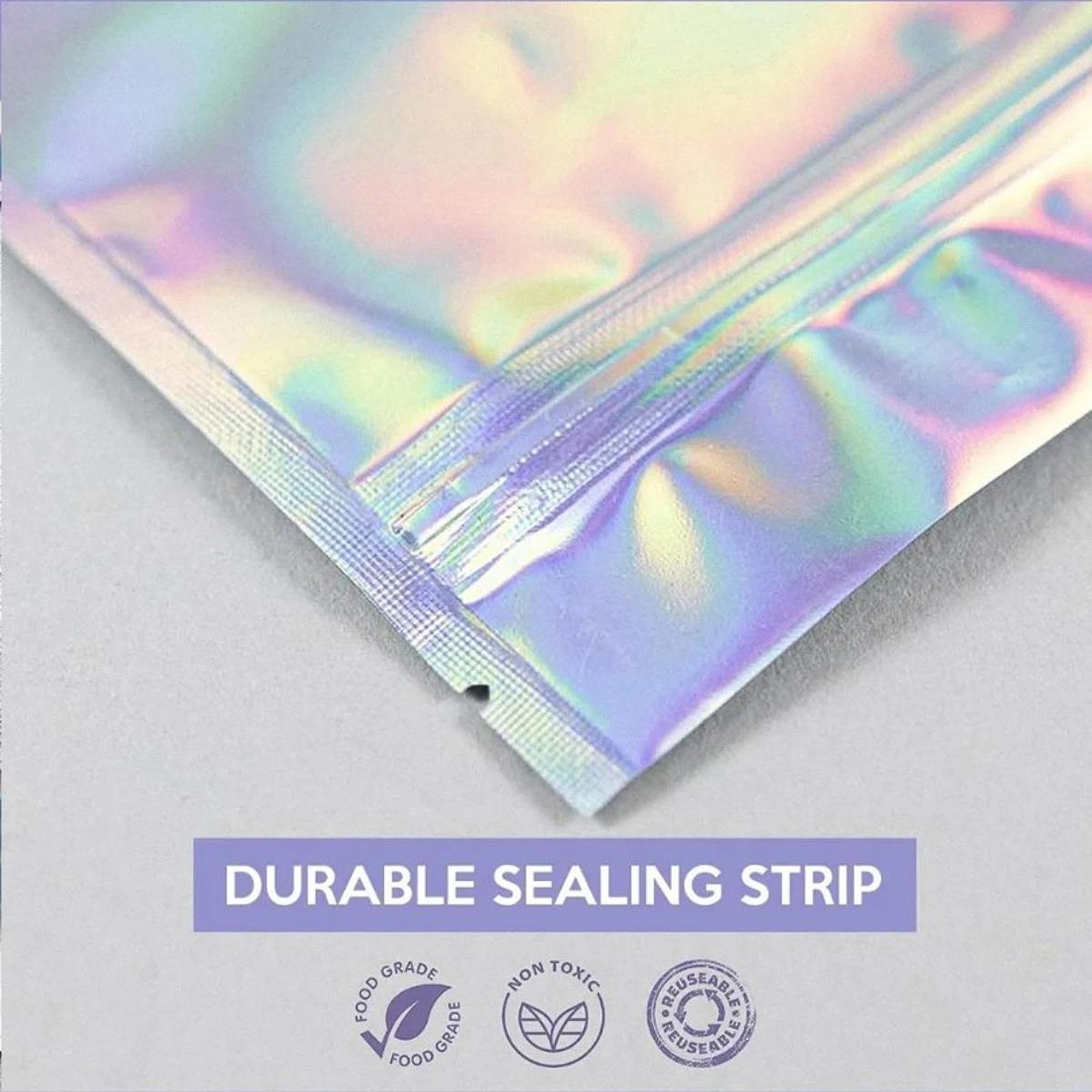500 Pieces Holographic Resealable Bags 4x6 inch Organization Smellproof Bags
