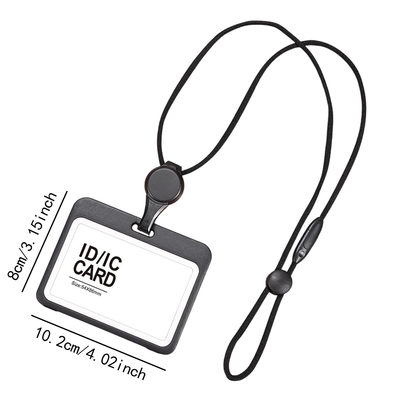 Badge Holder Business Supplies Protector Cover Case for Office School Doctor Black Horizontal