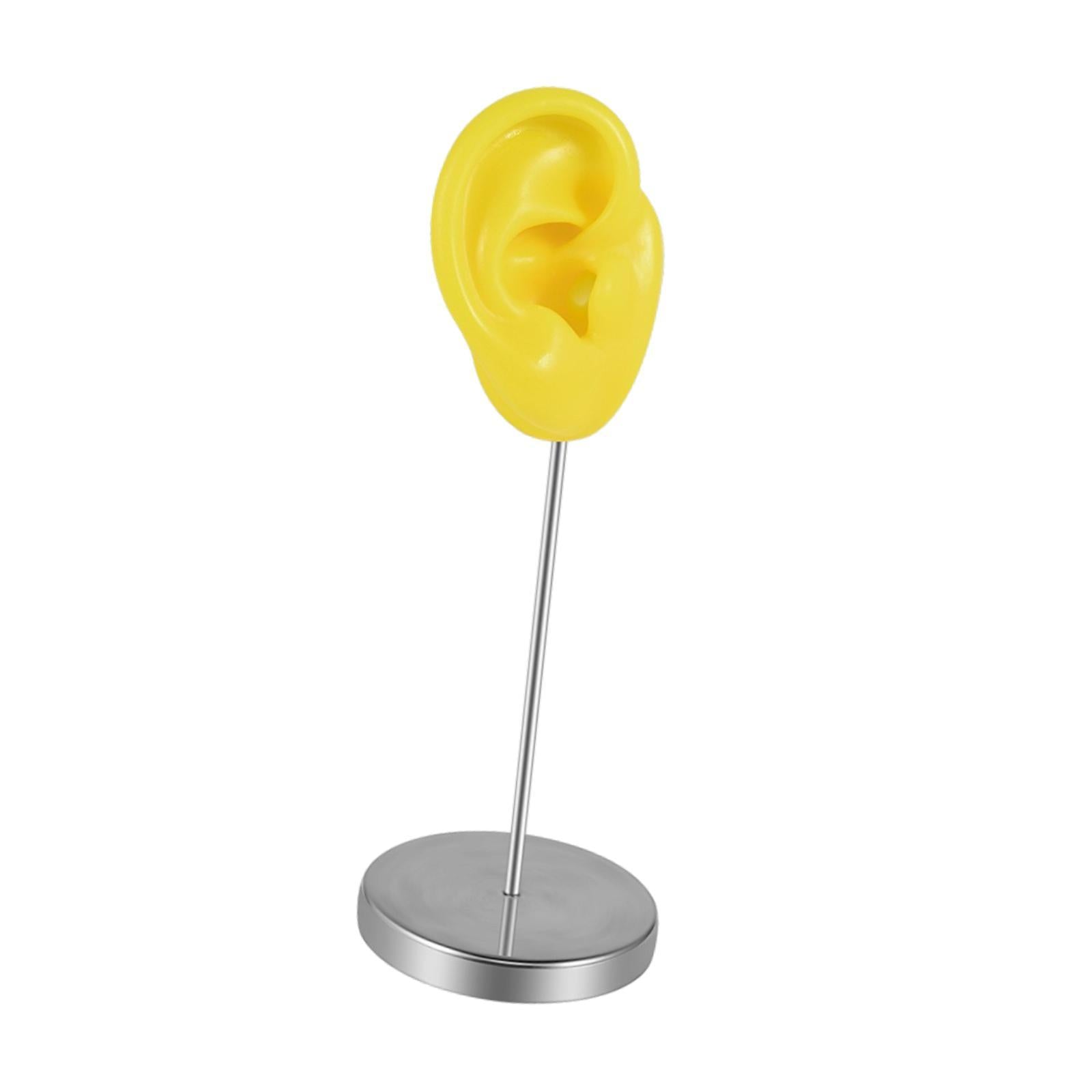 Silicone Ear Model Organizer Reusable Realistic Earring Display Stand Holder Yellow Right