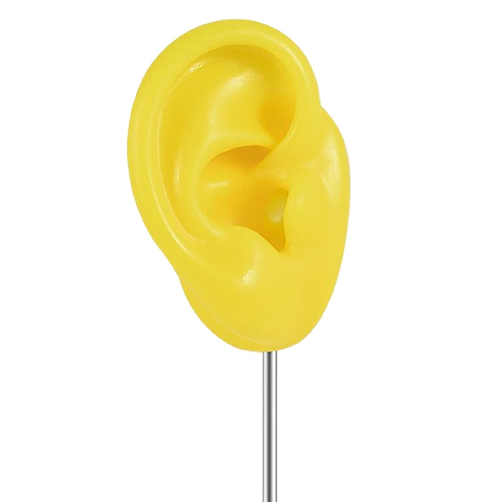 Silicone Ear Model Organizer Reusable Realistic Earring Display Stand Holder Yellow Right