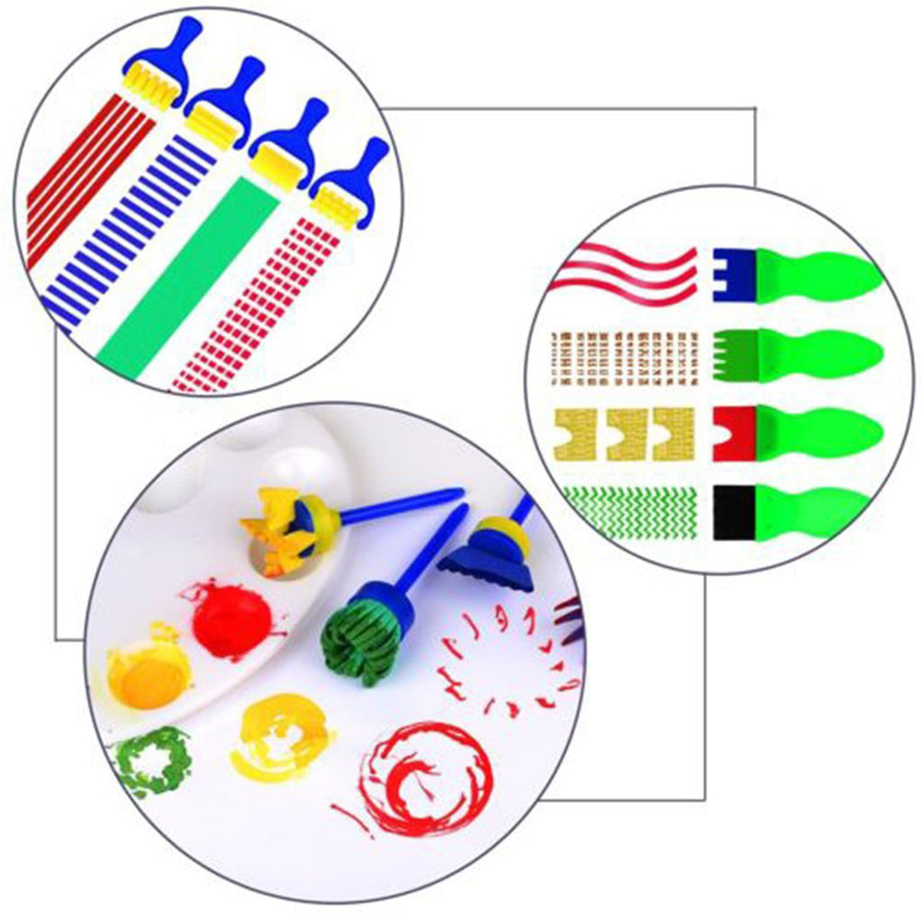 New Kids DIY Painting Tools 12PCS Flower Stamp Sponge Brush Set Art Supplies Tool