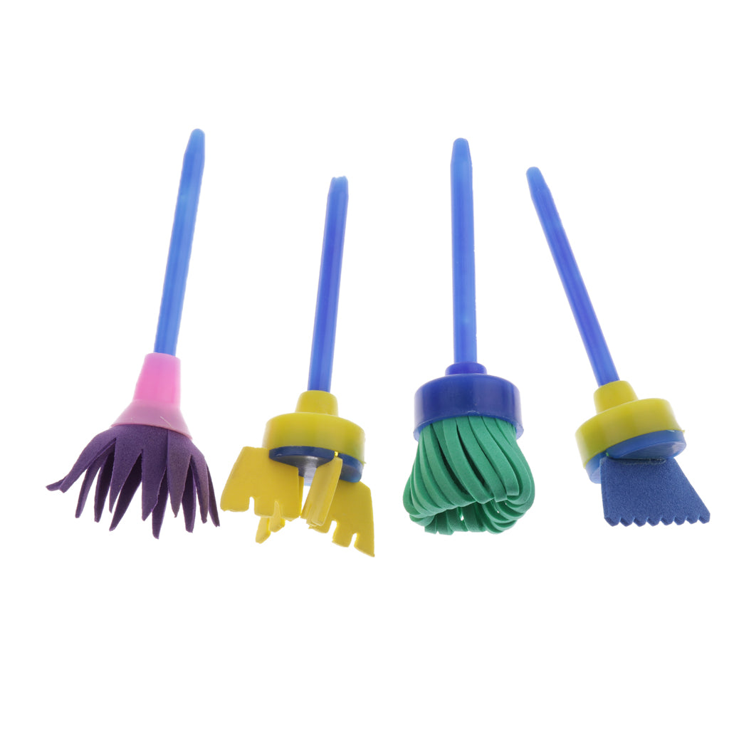 New Kids DIY Painting Tools 12PCS Flower Stamp Sponge Brush Set Art Supplies Tool