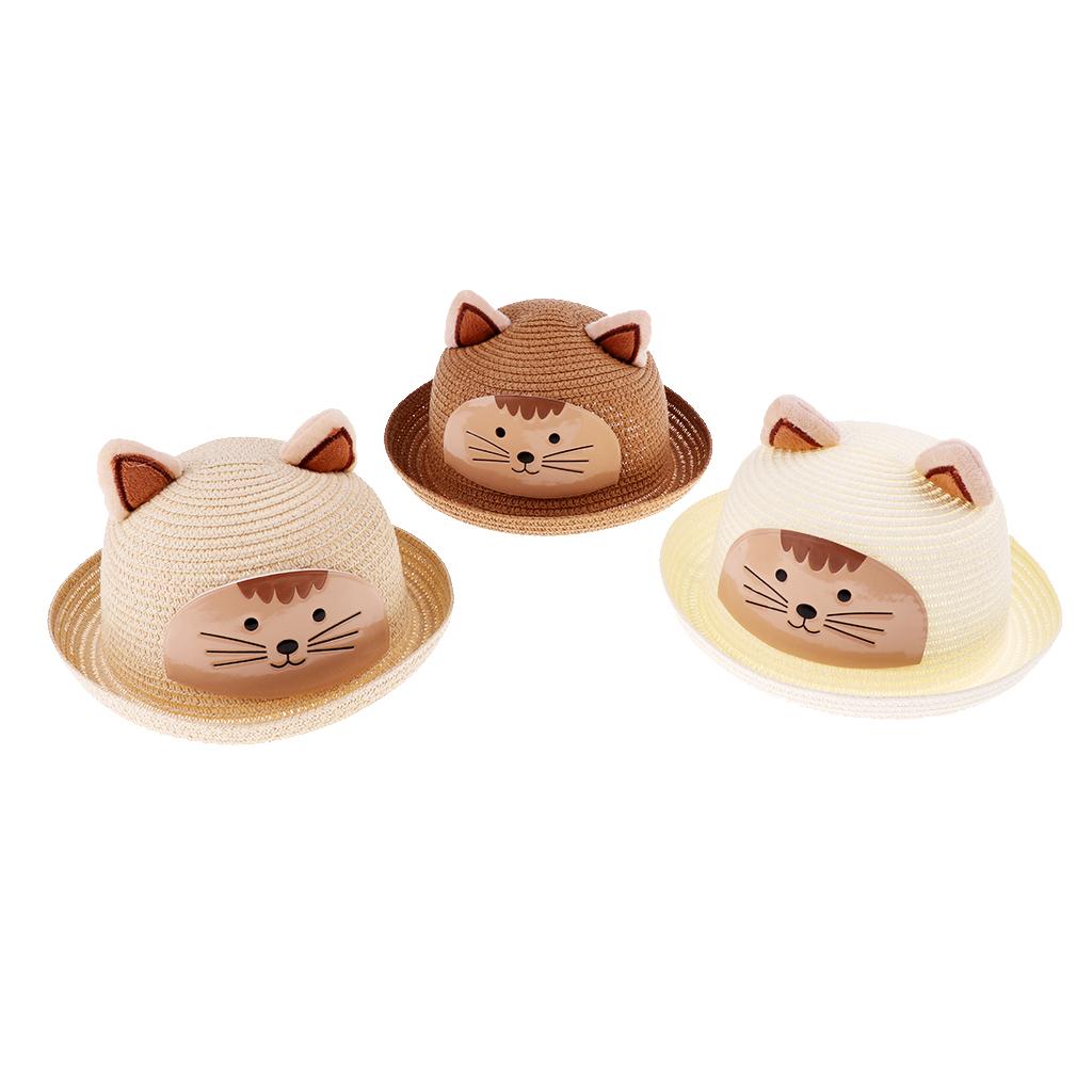 Baby Girls Kids Boys Children Cap Summer Beach Sun Straw Hat Headwear White