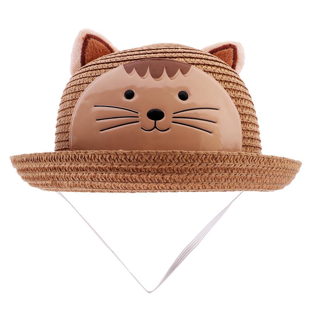 Baby Girls Kids Boys Children Cap Summer Beach Sun Straw Hat Headwear Brown