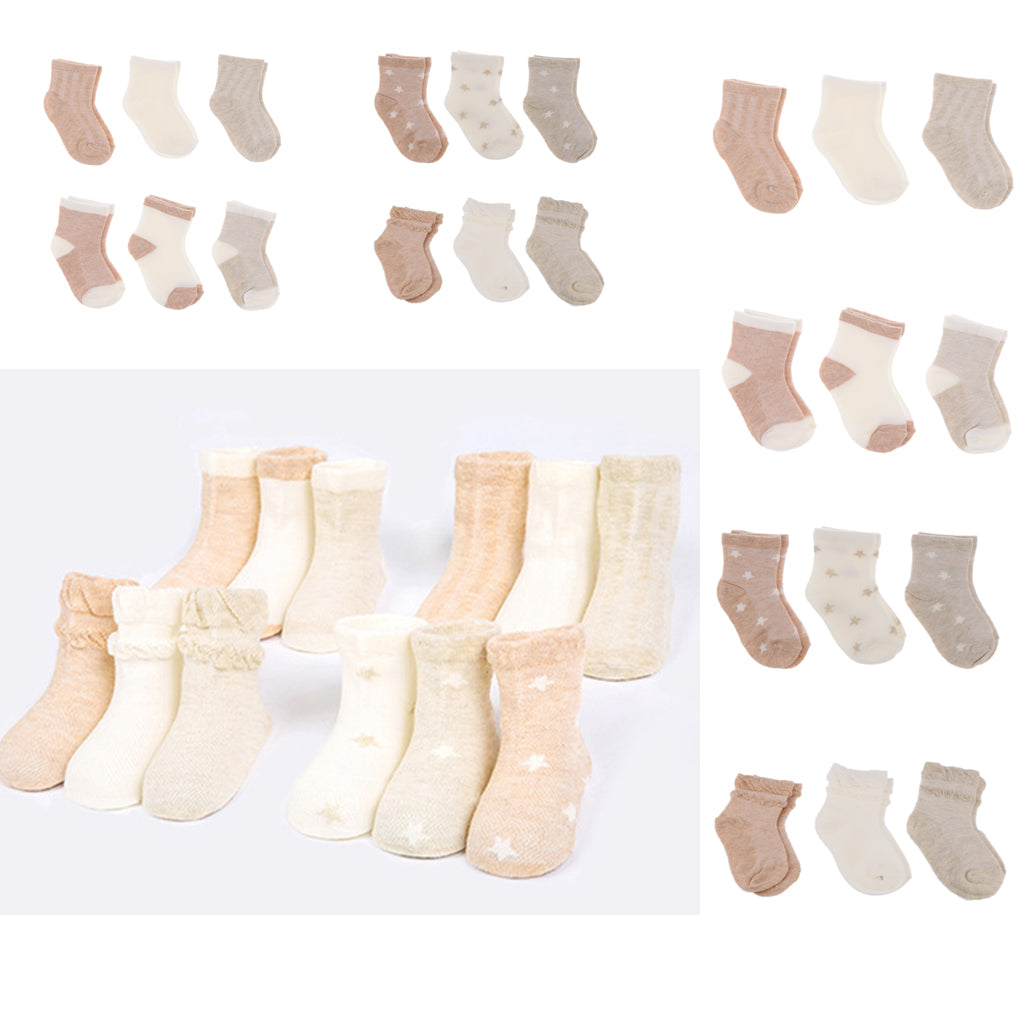 3 Pairs Summer Baby Girls Boys Socks Newborn Cotton Casual Socks 0-1T Plain