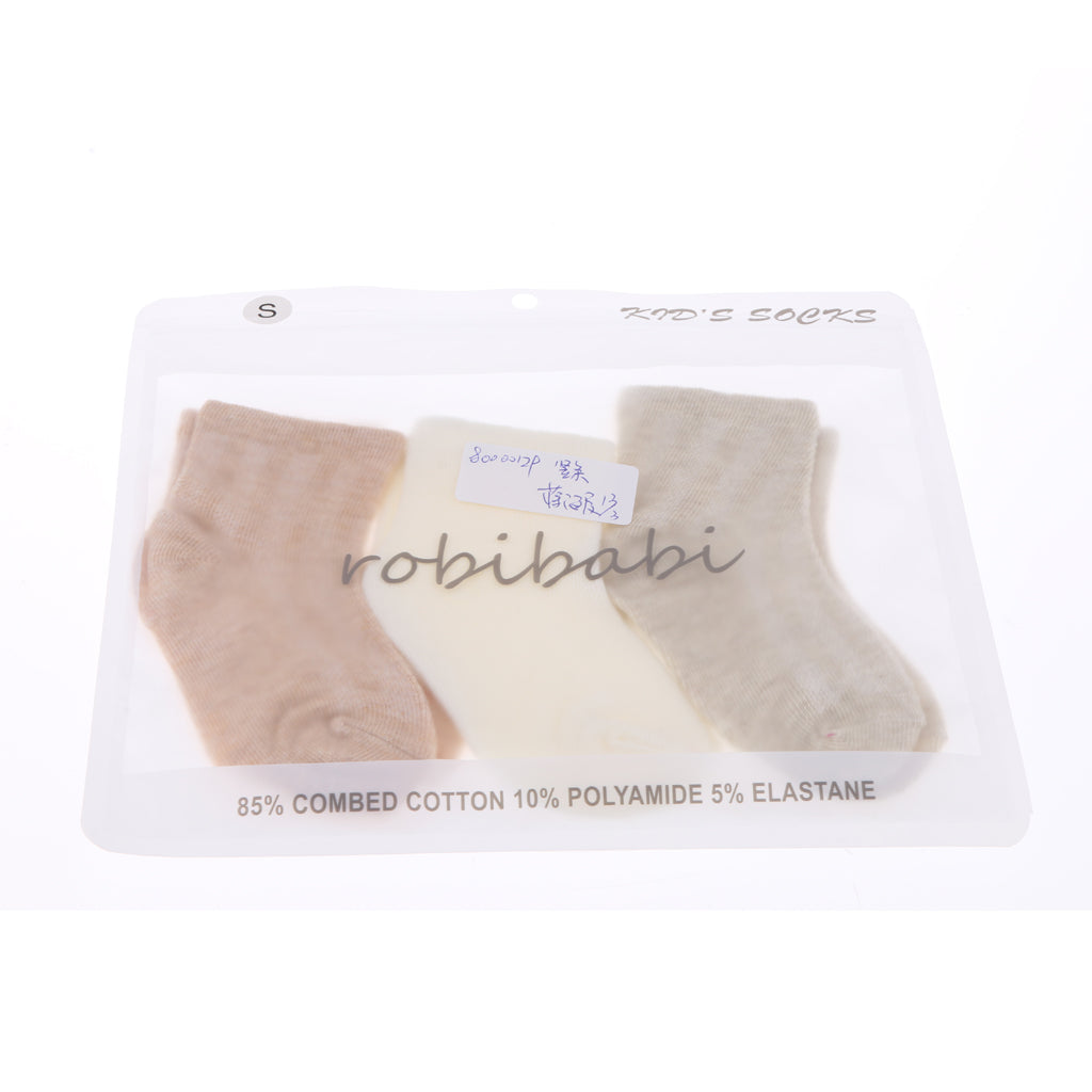 3 Pairs Summer Baby Girls Boys Socks Newborn Cotton Casual Socks 1-3T Plain