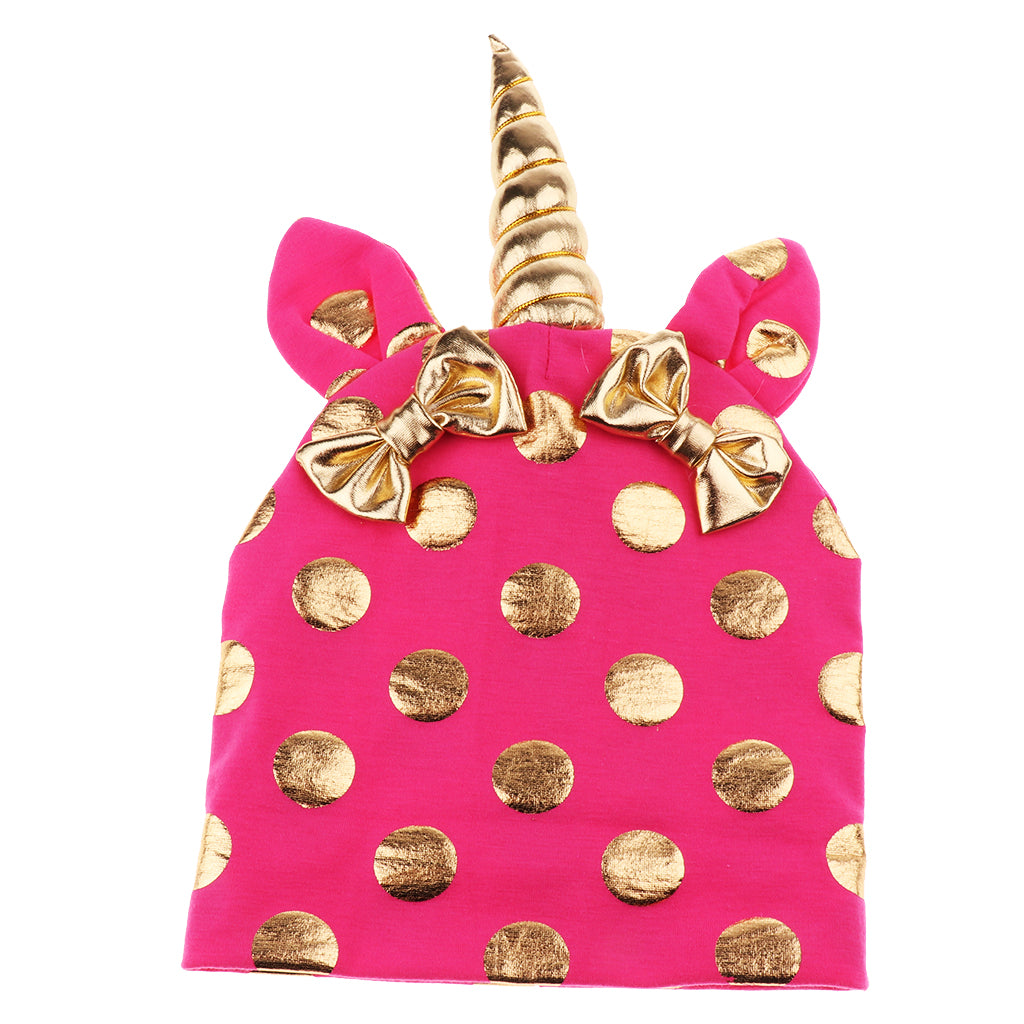 Baby Kids Summer Warm Unicorn Beanie Hat caps Rose red