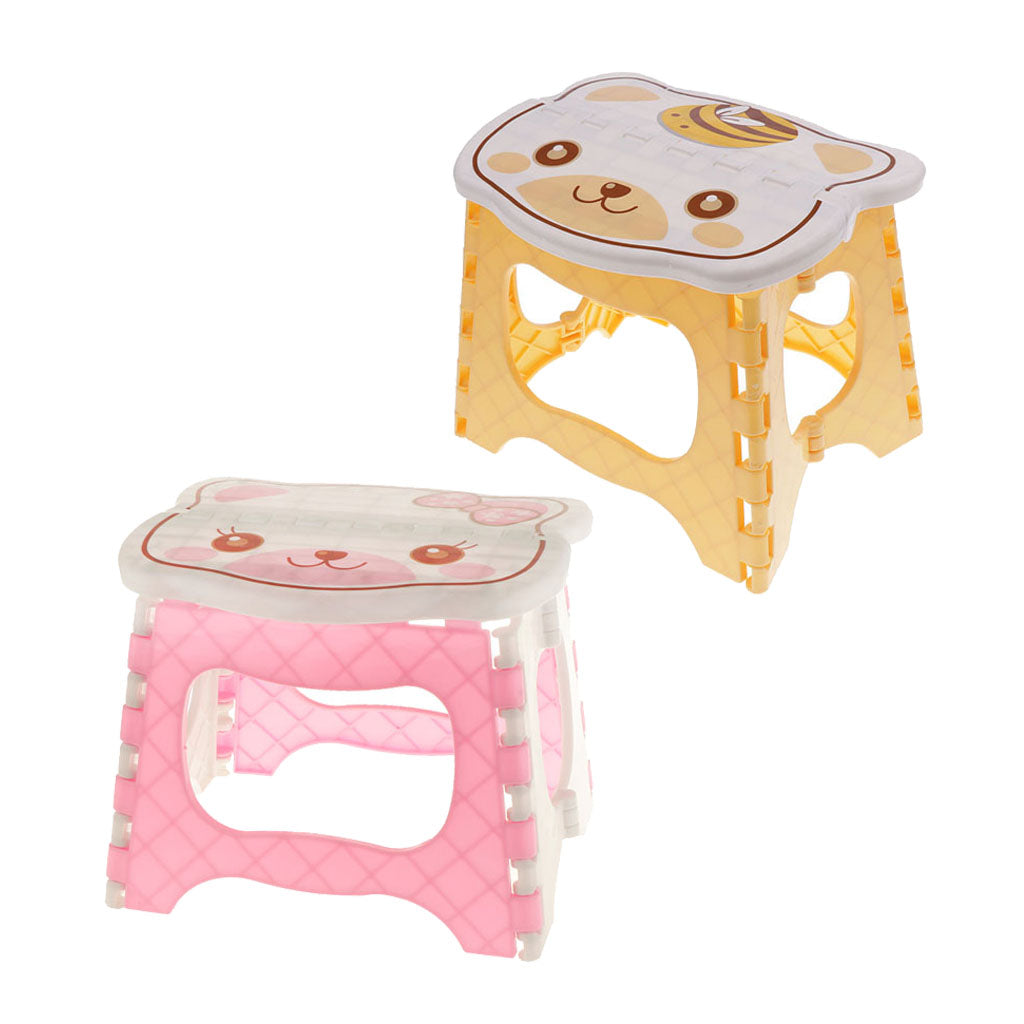 Kids Children Chair Step Stool Chair Portable Bench Folding Chair Pink