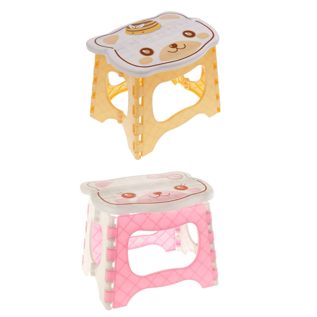 Kids Children Chair Step Stool Chair Portable Bench Folding Chair Pink