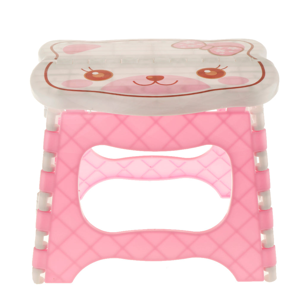 Kids Children Chair Step Stool Chair Portable Bench Folding Chair Pink