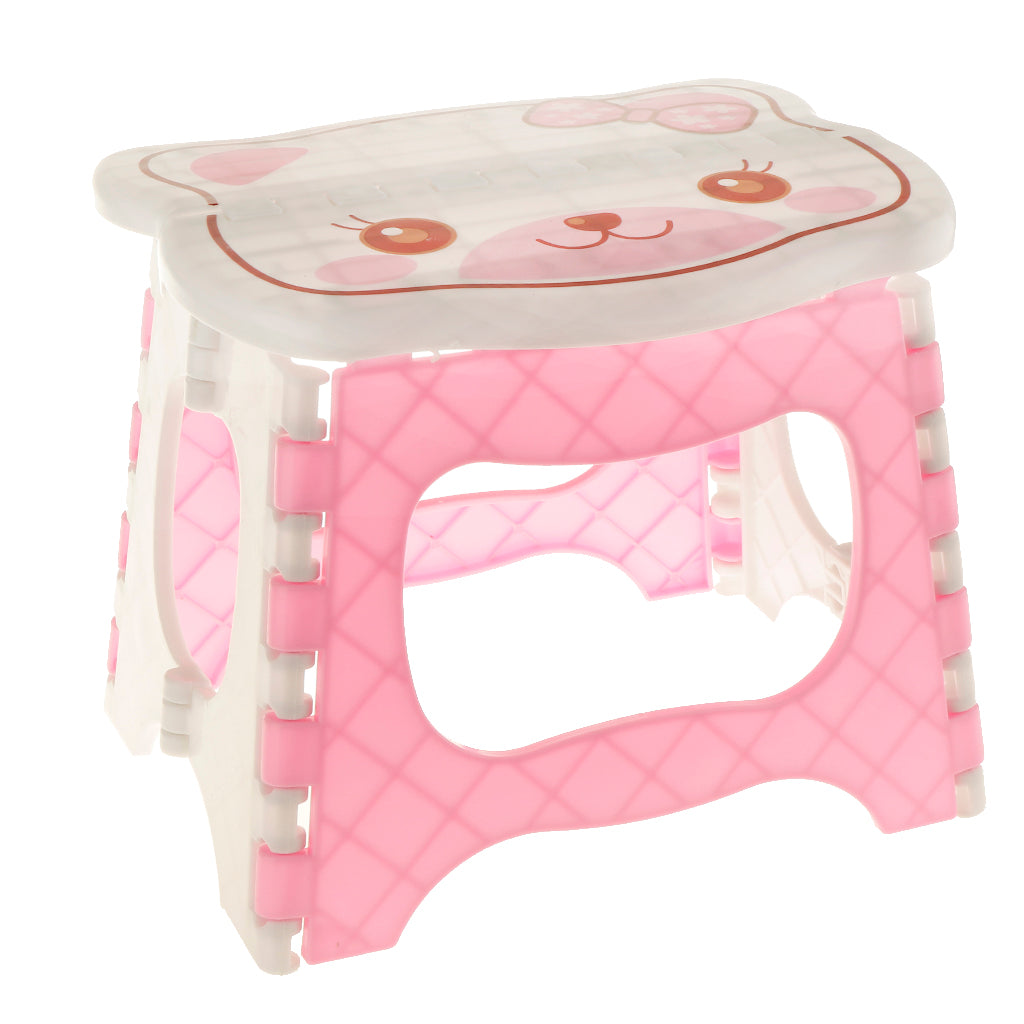 Kids Children Chair Step Stool Chair Portable Bench Folding Chair Pink