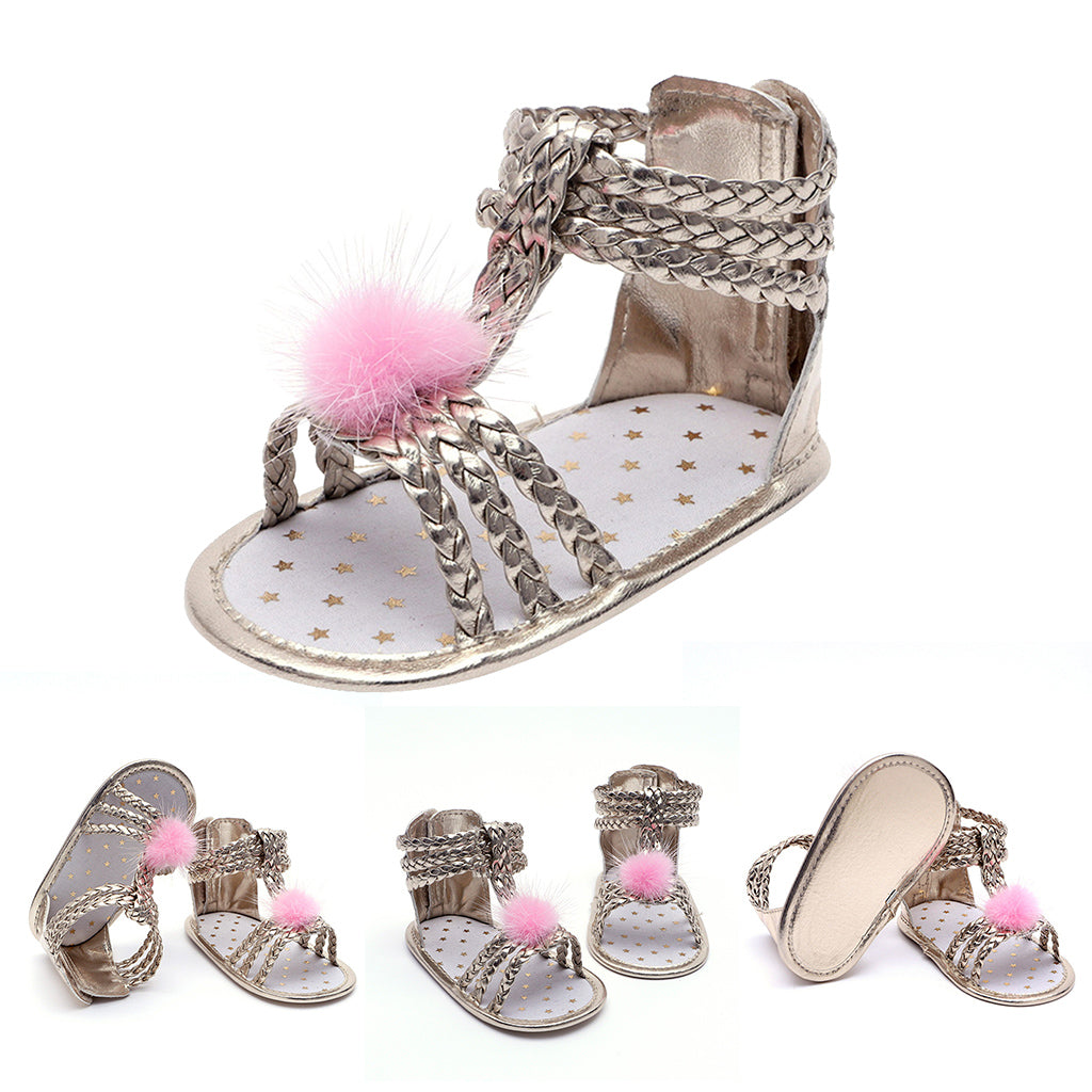 Baby Girls Soft Sole Anti-Slip Summer Prewalker Toddler Sandals 0-6 Months Gold