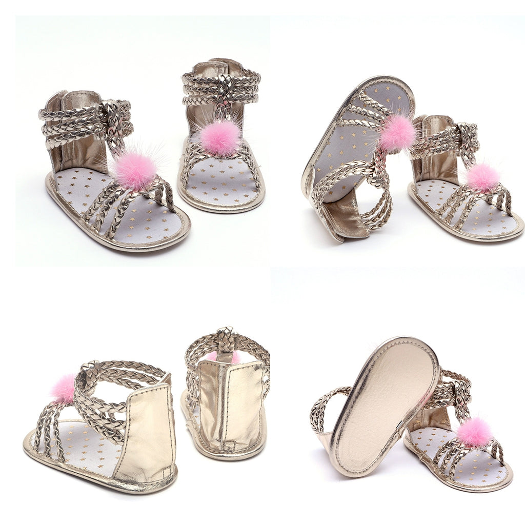 Baby Girls Soft Sole Anti-Slip Summer Prewalker Toddler Sandals 0-6 Months Gold
