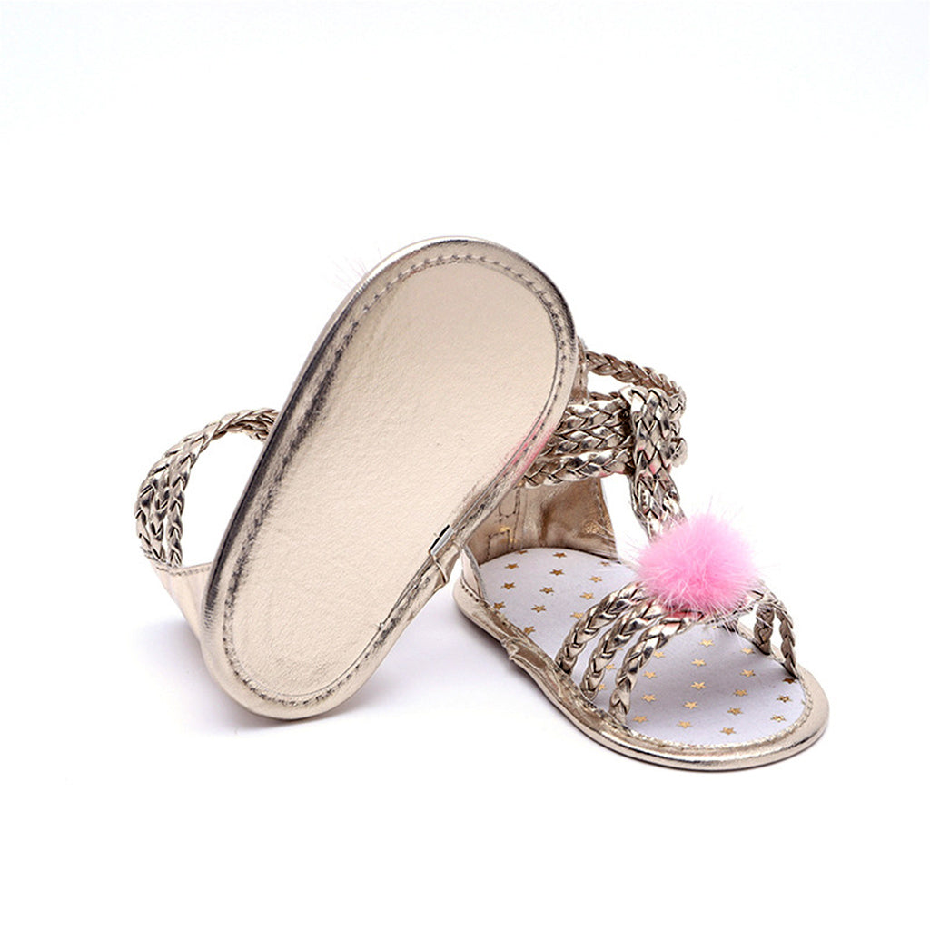 Baby Girls Soft Sole Anti-Slip Summer Prewalker Toddler Sandals 0-6 Months Gold