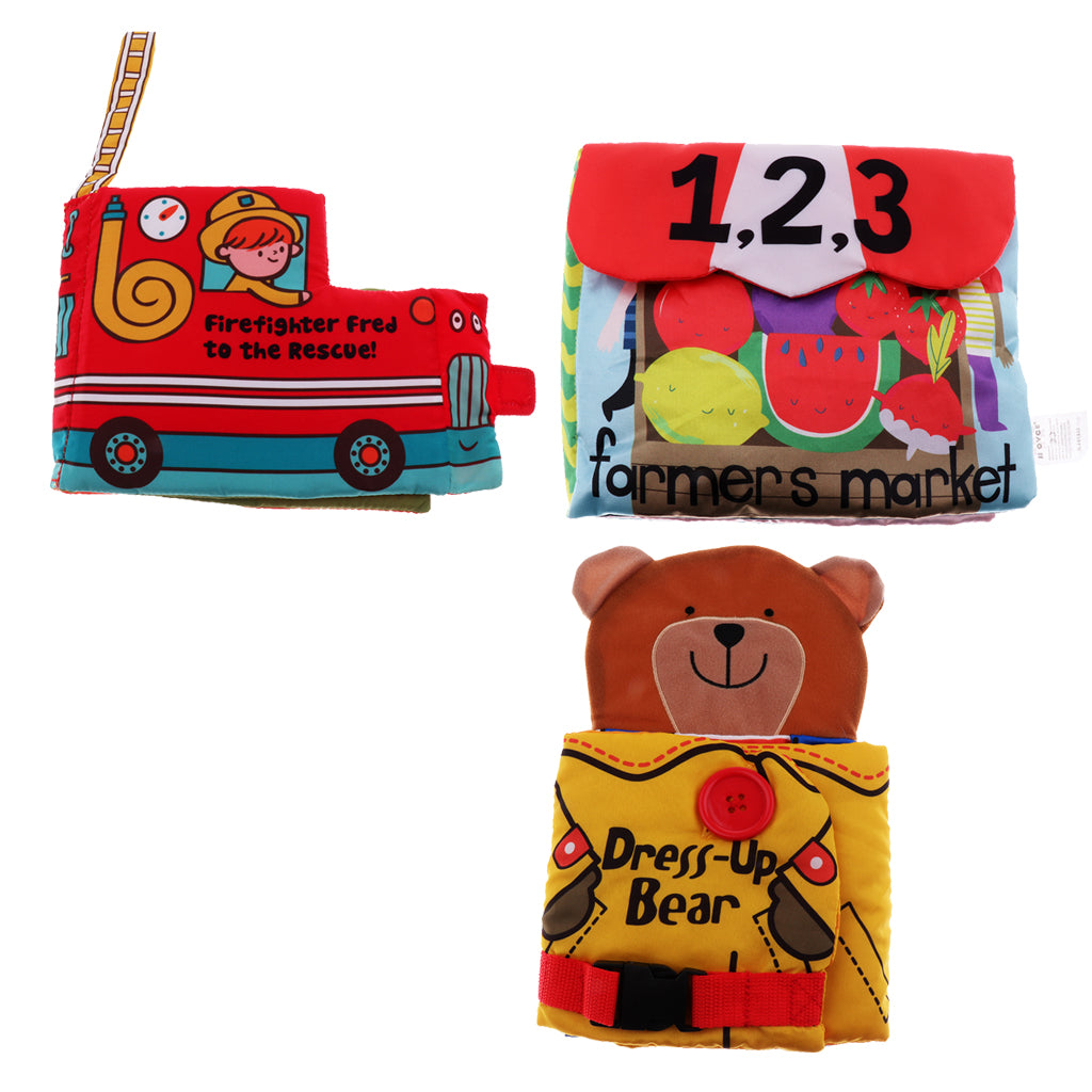 Baby Educational Intelligence Development Soft Cloth Cognize Book Toy Bear wear clothes