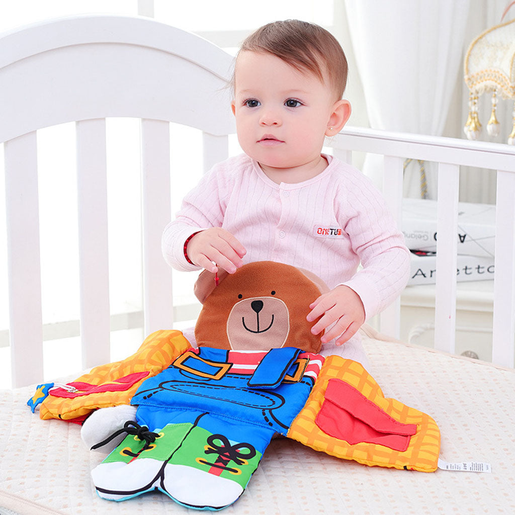 Baby Educational Intelligence Development Soft Cloth Cognize Book Toy Bear wear clothes