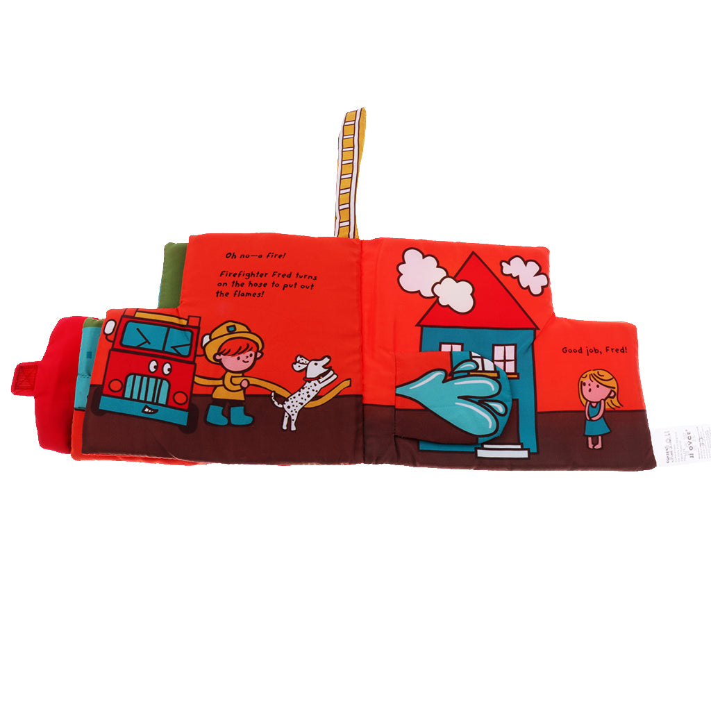 Baby Educational Intelligence Development Soft Cloth Cognize Book Toy Fire engine