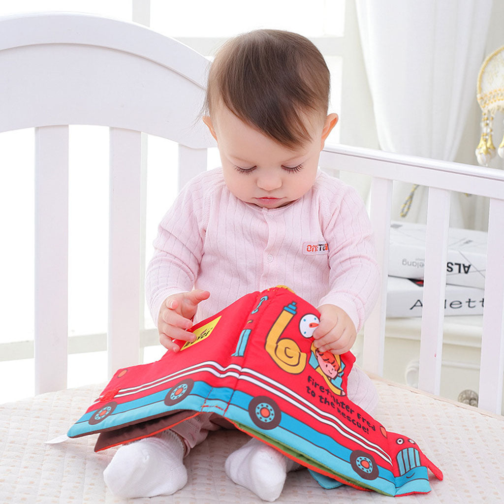 Baby Educational Intelligence Development Soft Cloth Cognize Book Toy Fire engine