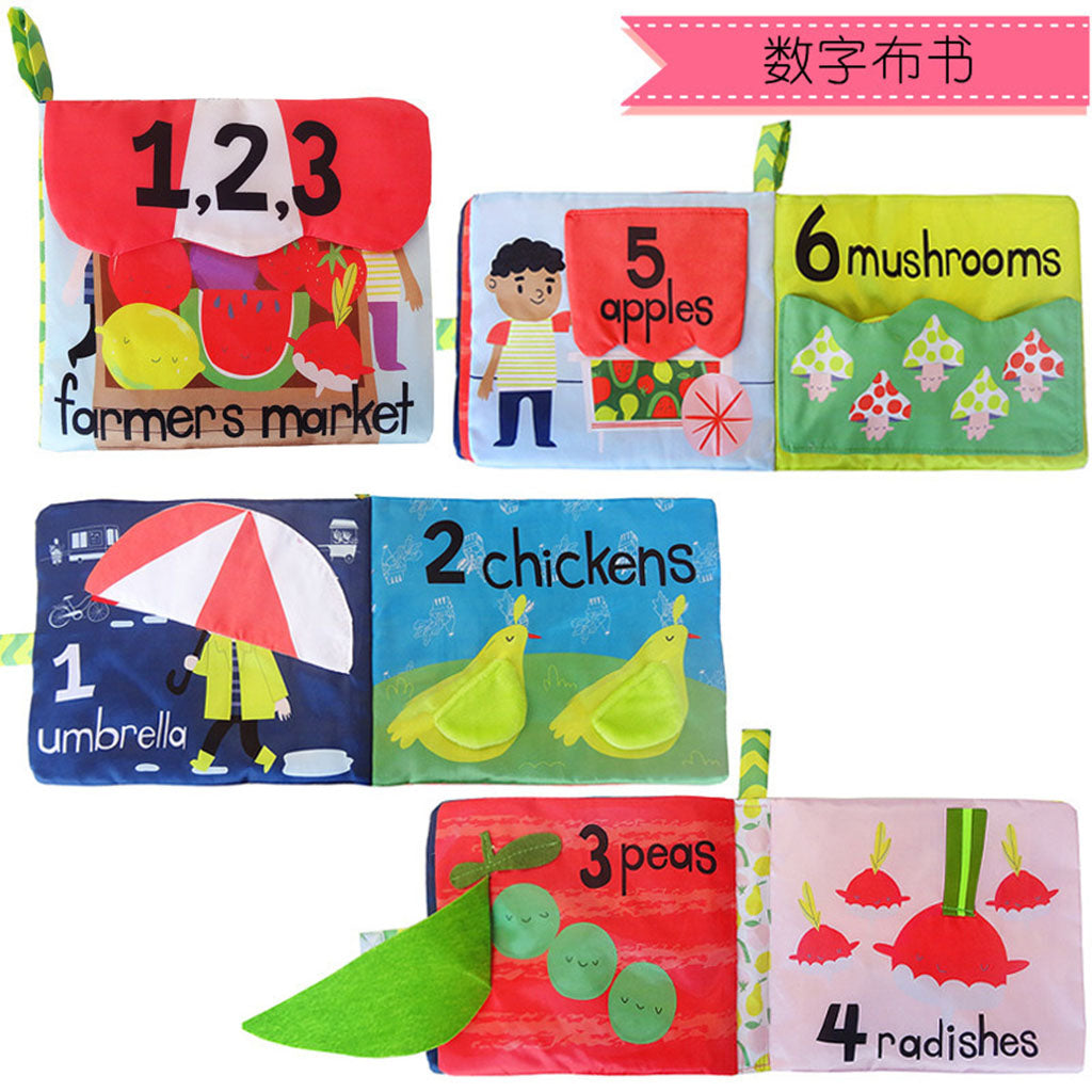 Baby Educational Intelligence Development Soft Cloth Cognize Book Toy Animal+Number