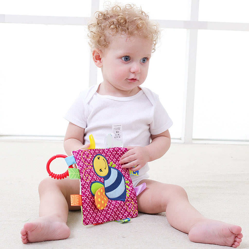 Lovey Security Baby Blanket Sensory Tag Toy Red Bee