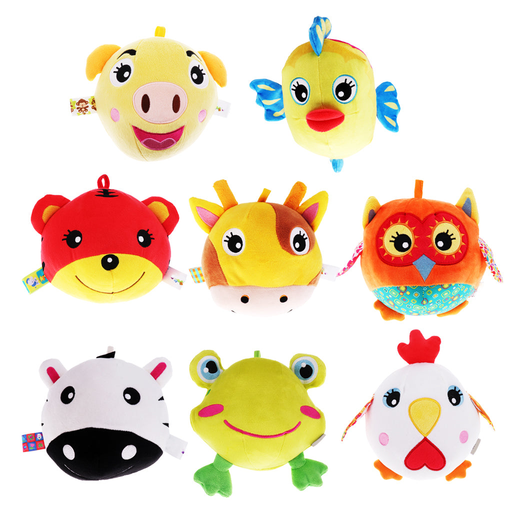 Baby Kids Wrist Hand Bell Rattle Plush Stuffed Educational Toy Pig