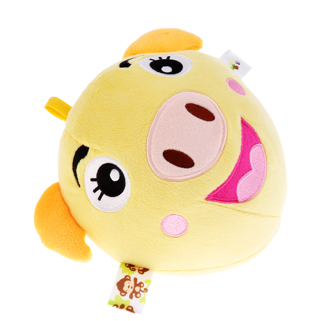 Baby Kids Wrist Hand Bell Rattle Plush Stuffed Educational Toy Pig