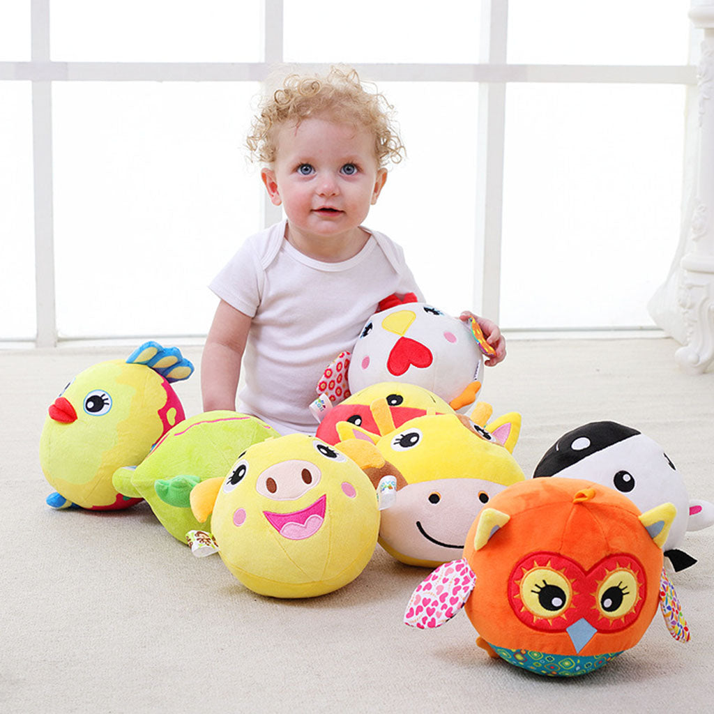 Baby Kids Wrist Hand Bell Rattle Plush Stuffed Educational Toy Pig