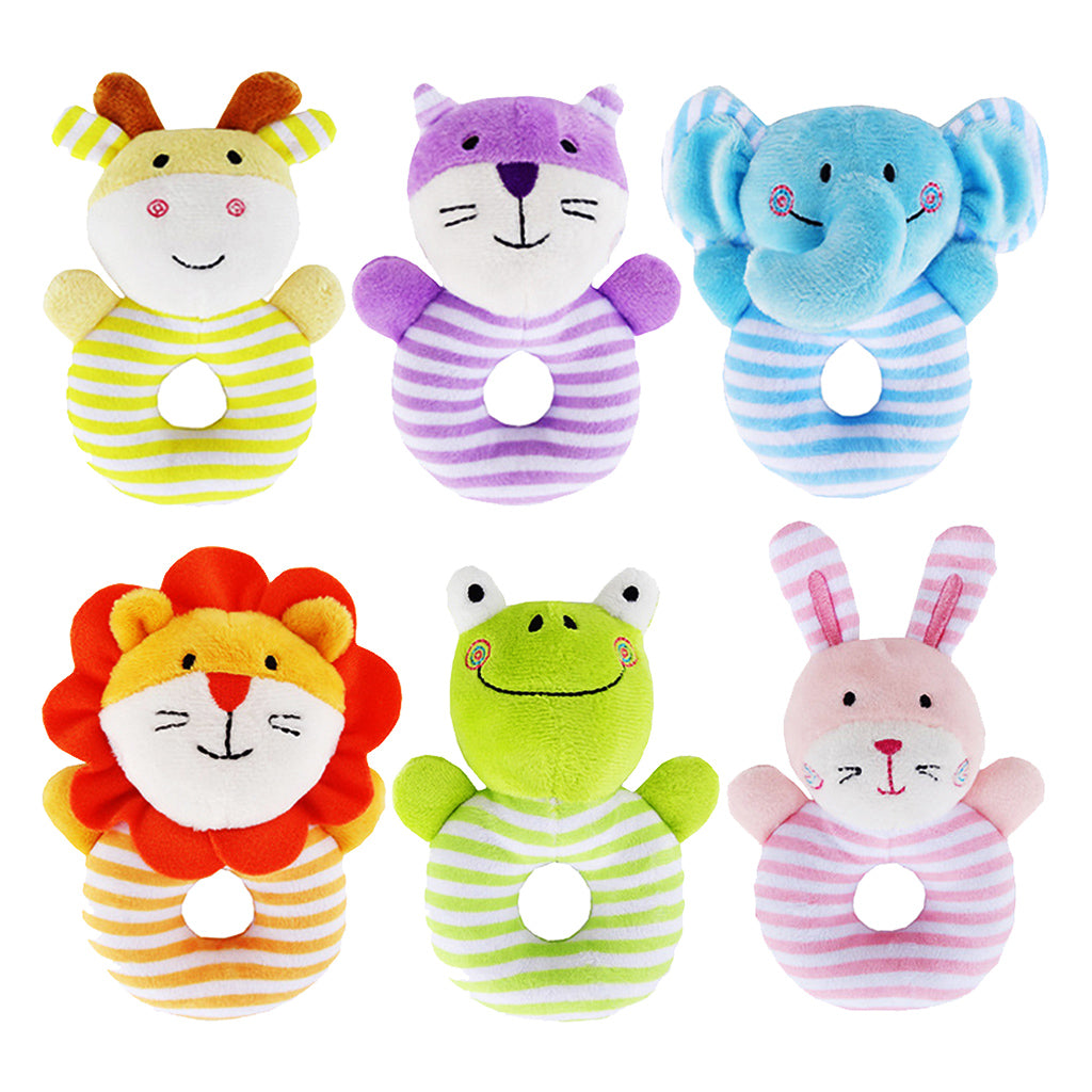 Animal Developmental Toy Bed Bells Baby Soft Toys Rattle Pink Rabbit