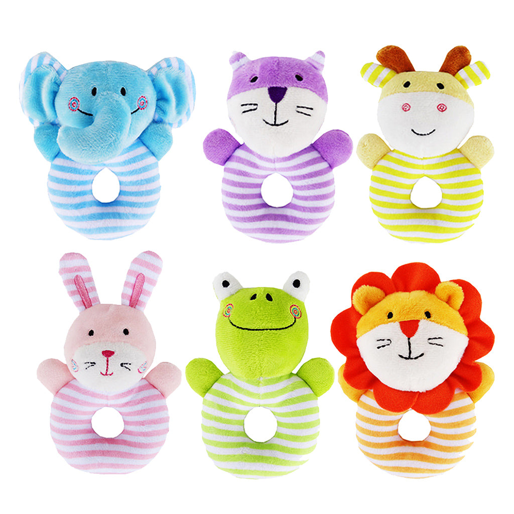 Animal Developmental Toy Bed Bells Baby Soft Toys Rattle Pink Rabbit