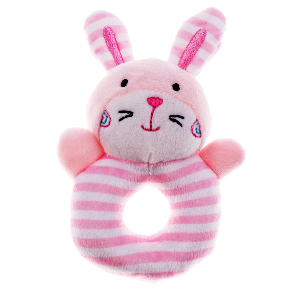 Animal Developmental Toy Bed Bells Baby Soft Toys Rattle Pink Rabbit